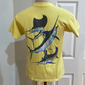 Vintage Y2K guy Harvey T-shirt 100% cotton yellow medium M fish